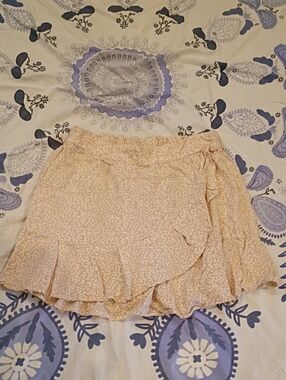 Sim & Sam Baby Pink Beige Print Mini Ruffle Skirt New S
